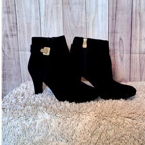 Anne Klein Stefica Black Suede Booties Size 10M